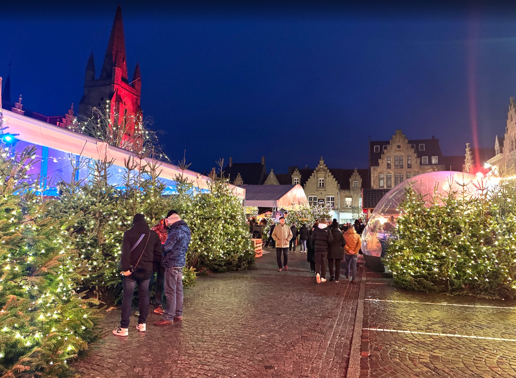 Bezoekers op de sfeervolle kerstmarkt van Nieuwpoort